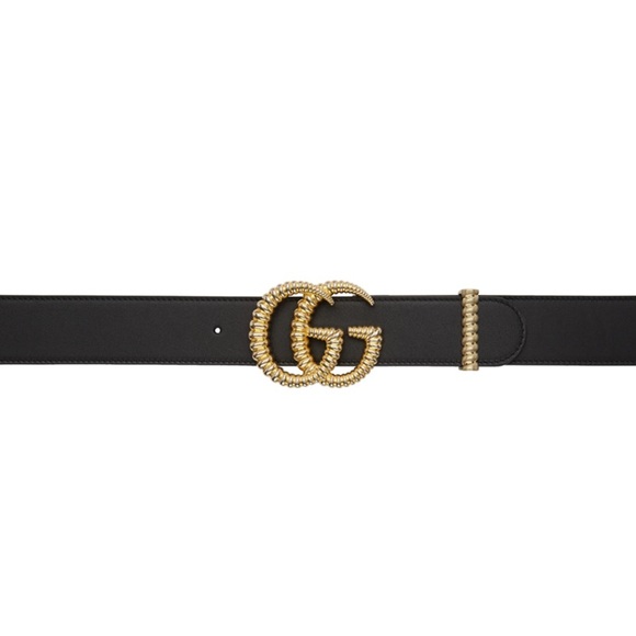 Gucci Accessories - GUCCI Black Leather Torchon Double GG Belt